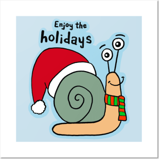 Enjoy the Holidays! Christmas Snail Posters and Art